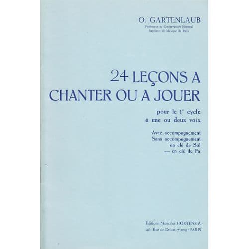  Gartenlaub Odette - 24 Leçons A Chanter (1er Cycle) - Cle De Fa Sans Piano