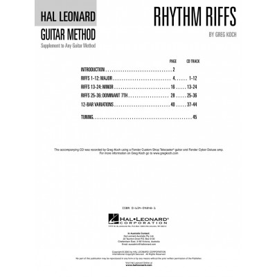 HAL LEONARD GUITAR METHOD RHYTHM RIFFS + AUDIO EN LIGNE - GUITAR