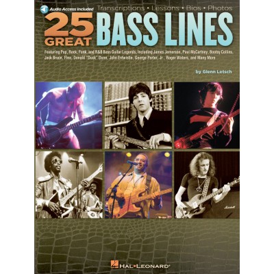 GLENN LETSCH - 25 GREAT BASS LINES + AUDIO EN LIGNE - BASS TAB 