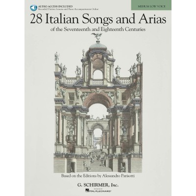 HAL LEONARD 28 ITALIAN SONGS AND ARIAS MEDIUM + 2 AUDIO TRACKS - PIANO, CHANT