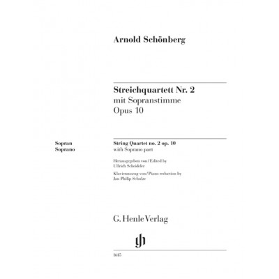 HENLE VERLAG SCHÖNBERG - STREICHQUARTETT NR. 2 OP. 10 MIT SOPRANSTIMME - CHANT ET PIANO