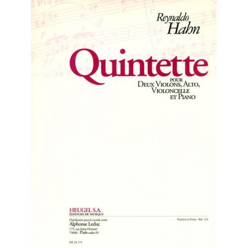 HAHN REYNALDO - QUINTETTE POUR DEUX VIOLONS, ALTO, VIOLONCELLE & PIANO - CONDUCTEUR & PARTIES 