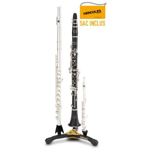 HERCULES STANDS STAND TRIPLE POUR FLUTE-CLARINETTE-PICCOLO DS543BB