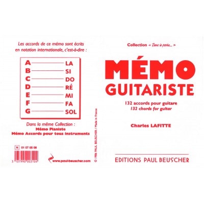 PAUL BEUSCHER PUBLICATIONS LAFITTE CHARLES - MEMO DU GUITARISTE - GUITARE