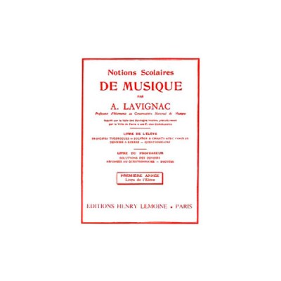 LEMOINE Lavignac - Notions Scolaires N.1 Elève