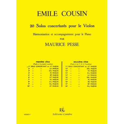 COUSIN - SOLO NO.1 CONCERTANT UT MAJEUR - VIOLON ET PIANO OU ORGUE