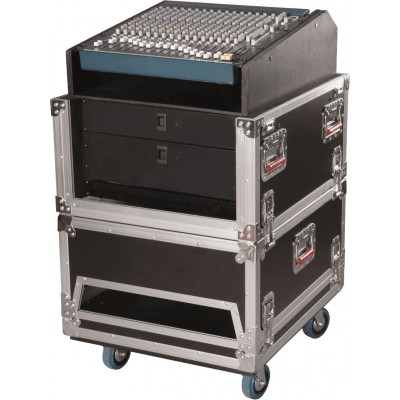 GATOR G-TOWER WOOD FOR 14 U MIXING CONSOLE WITH INTEGRATED 6 U RACK