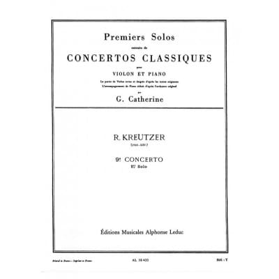 KREUTZER R. - SOLO N°1 FROM CONCERTO N°9 IN E MINOR - VIOLON ET PIANO 