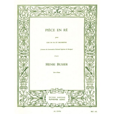  Bsser H. - Piece En Re - Cor Et Piano 
