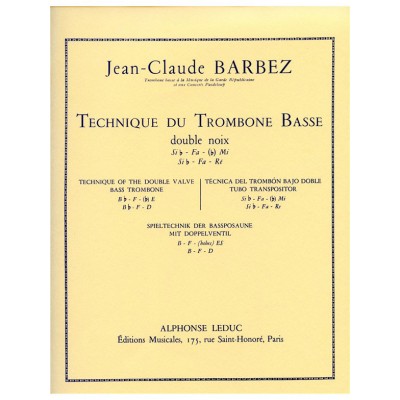 BARBEZ JEAN-CLAUDE - TECHNIQUE DU TROMBONE BASSE 