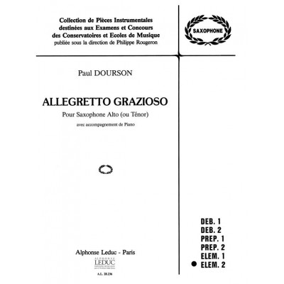 DOURSON - ALLEGRETTO GRAZIOSO - SAXOPHONE,PIANO (COLL.ROUGERON)