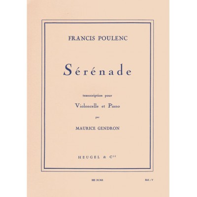 POULENC FRANCIS - SERENADE - VIOLONCELLE & PIANO 