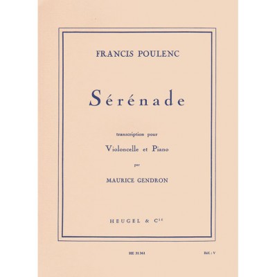 HEUGEL POULENC FRANCIS - SERENADE - VIOLONCELLE & PIANO 