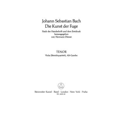 BARENREITER BACH J.S. - DIE KUNST DER FUGE