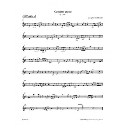 HAENDEL G. F. - CONCERTO GROSSO d-Moll HWV 316 op. 3/5 - VIOLON 2