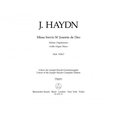 Haydn J. - Missa Brevis St Joannis De Deo, Little Organ Mass Hob.Xxii:7 - Orgue