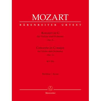 BARENREITER MOZART W.A. - CONCERTO N°3 IN G MAJOR KV 216 FOR VIOLIN AND ORCHESTRA - SCORE