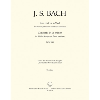 BARENREITER BACH J.S. CONCERTO EN LA MINEUR BWV 1041 POUR VN, CORDES ET BC