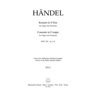 HAENDEL KONZERT IN F-DUR (FA MAJEUR) ORGUE ET ORCHESTRE