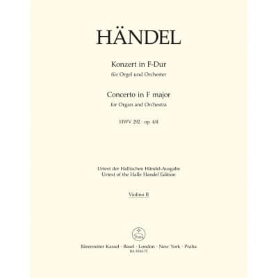 BARENREITER HAENDEL - KONZERT IN F-DUR (FA MAJEUR) ORGUE ET ORCHESTRE