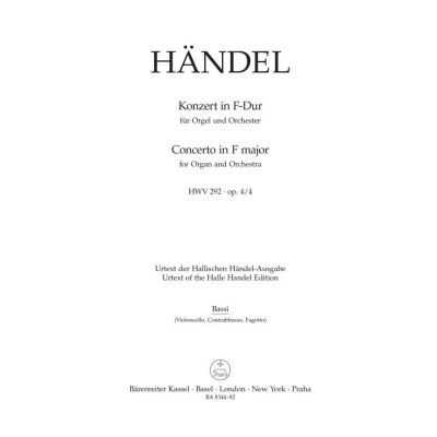 HAENDEL - KONZERT IN F-DUR (FA MAJEUR) ORGUE ET ORCHESTRE
