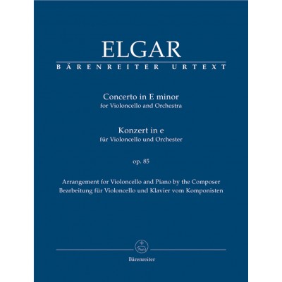 BARENREITER Elgar E. - Konzert Fur Violoncello Und Orchester Op.85 - Violoncelle et Piano