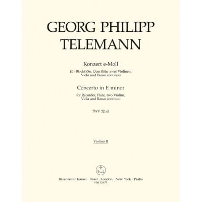 TELEMANN G. PH. - CONCERTO EN MI MINEUR POUR FLB ALTO, FL, CORDES ET BC