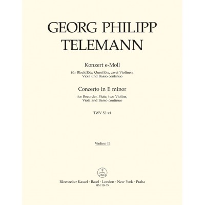 TELEMANN G. PH. - CONCERTO EN MI MINEUR POUR FLB ALTO, FL, CORDES ET BC