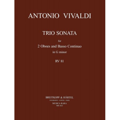 VIVALDI ANTONIO - TRIOSONATE IN G RV 81 - 2 OBOE, BASSO CONTINUO
