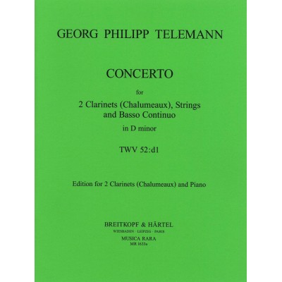  Telemann Georg Philipp - Concerto In D - 2 Clarinet, Piano