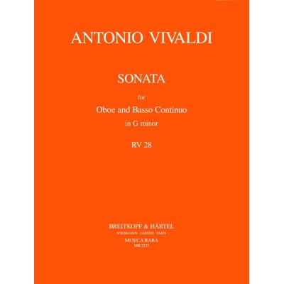 MUSICA RARA VIVALDI ANTONIO - SONATE G-MOLL RV 28 - OBOE, BASSO CONTINUO.