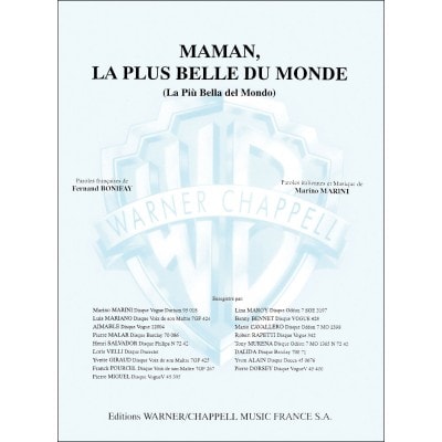  Partition Variete - Mariano Luis - Maman La Plus Belle Du Monde - Piano, Chant