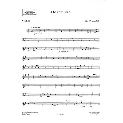 DURAND GALLAND - BERCEUSE - VIOLON ET PIANO