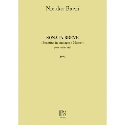 DURAND BACRI N. - SONATA BREVE OPUS 45 - VIOLON