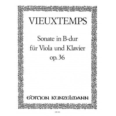 VIEUXTEMPS HENRI - VIOLA SONATA IN B FLAT MAJOR OP.36 - VIOLA AND PIANO