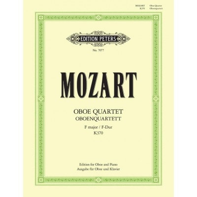 MOZART WOLFGANG AMADEUS - OBOE QUARTET IN F K.370 (ARRANGED FOR OBOE AND PIANO) - OBOE AND PIANO