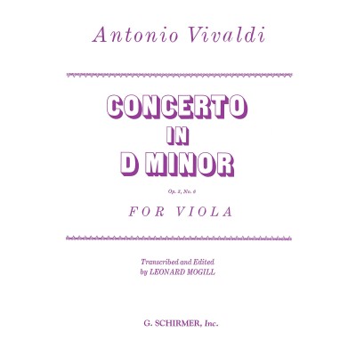 VIVALDI A. - CONCERTO IN D MINOR OP. 3/6 - ALTO
