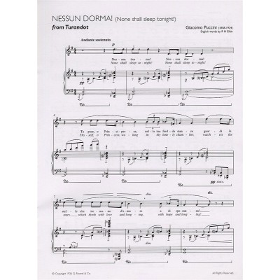 PUCCINI G. - NESSUN DORMA - CHANT ET PIANO