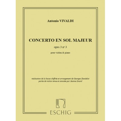  Vivaldi A. - Concerto En Sol Majeur Op.3 N3 - Violon Et Piano