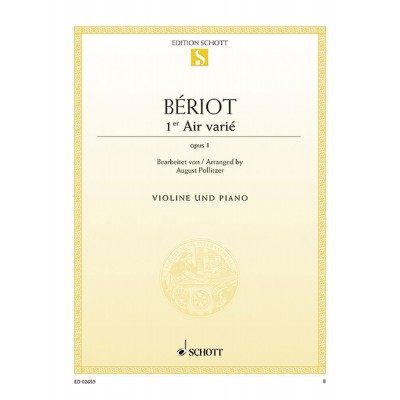 BERIOT C.A. DE - AIR VARIE D MINOR OP.1 - VIOLIN AND PIANO