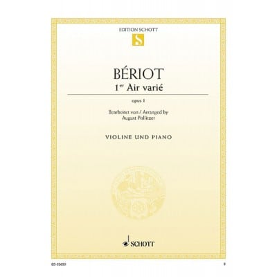 SCHOTT BERIOT C.A. DE - AIR VARIE D MINOR OP.1 - VIOLIN AND PIANO
