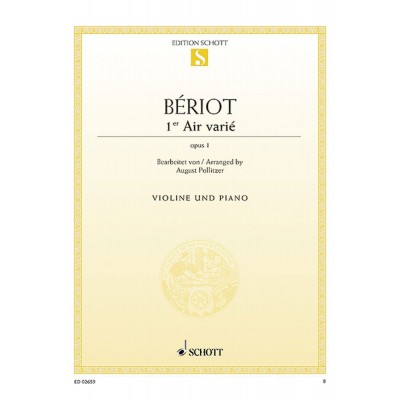 BERIOT C.A. DE - AIR VARIE D MINOR OP.1 - VIOLIN AND PIANO
