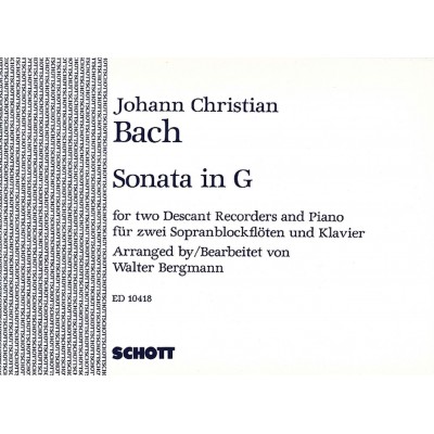  Bach J.c. - Sonata G Major Nach Op.16/2 - 2 Descant Recorders And Piano 