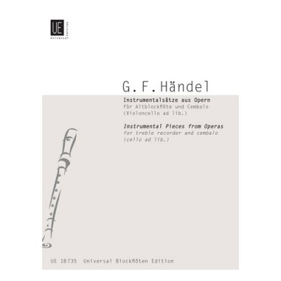 UNIVERSAL EDITION Haendel G.F. - Instrumental Pieces - Treble Recorder And Cembalo (cello Ad Lib.)