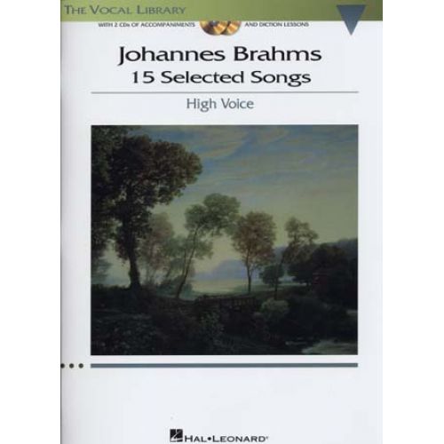 HAL LEONARD BRAHMS J. - 15 SELECTED SONGS + 2 CD - HIGH VOICE/PIANO