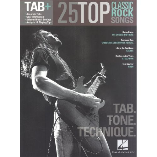 HAL LEONARD 25 TOP CLASSIC ROCK SONGS TAB TONE TECHNIQUE REC VERS - GUITAR TAB