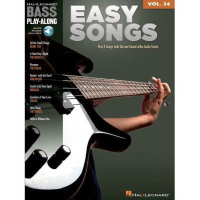 HAL LEONARD BASS PLAY ALONG VOLUME 34 EASY SONGS B+ MP3 - BASS GUITAR TAB