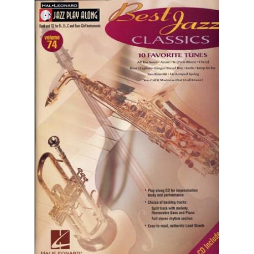 HAL LEONARD JAZZ PLAY ALONG VOL.74 - BEST JAZZ CLASSICS + CD - Bb, Eb, C INSTRUMENTS