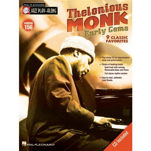 HAL LEONARD JAZZ PLAY ALONG VOLUME 156 - MONK THELONIOUS EARLY GEMS ALL INST + CD - B FLAT INSTRUMENTS