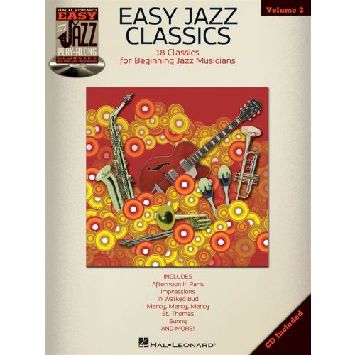 HAL LEONARD EASY JAZZ PLAY ALONG VOLUME 3 EASY JAZZ CLASSICS ALL INST + CD - BASS CLEF INSTRUMENTS